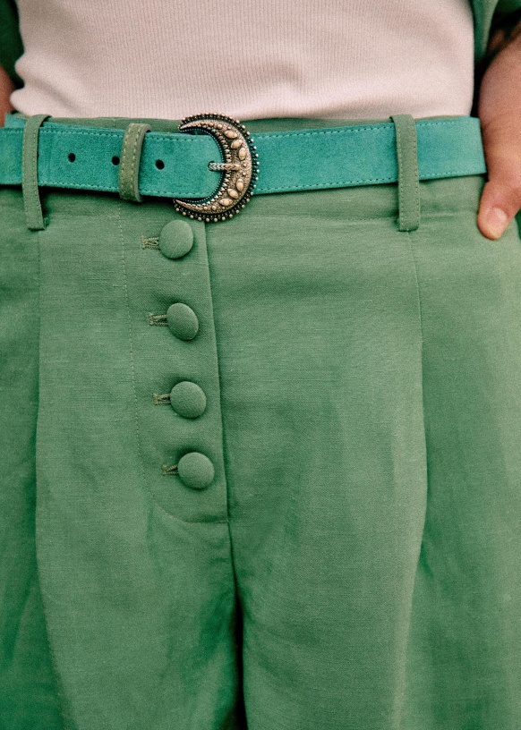 Sezane ベルト セザンヌ　Louve細ベルト95 イタリア製 Fine Louve Belt - Ecru - Split cowhide leather - Sézane