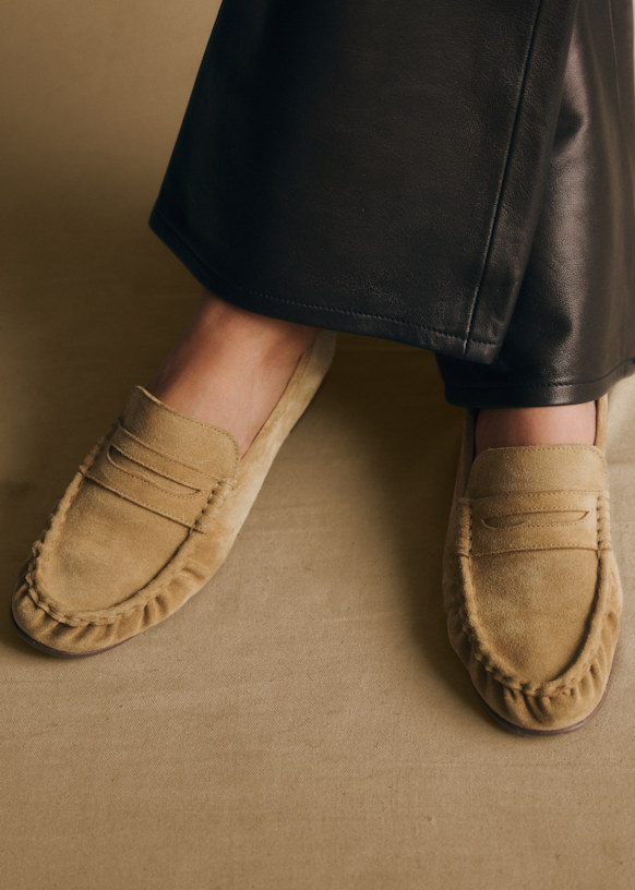 Marceau Loafers - Light Taupe - Split cowhide leather - Sézane