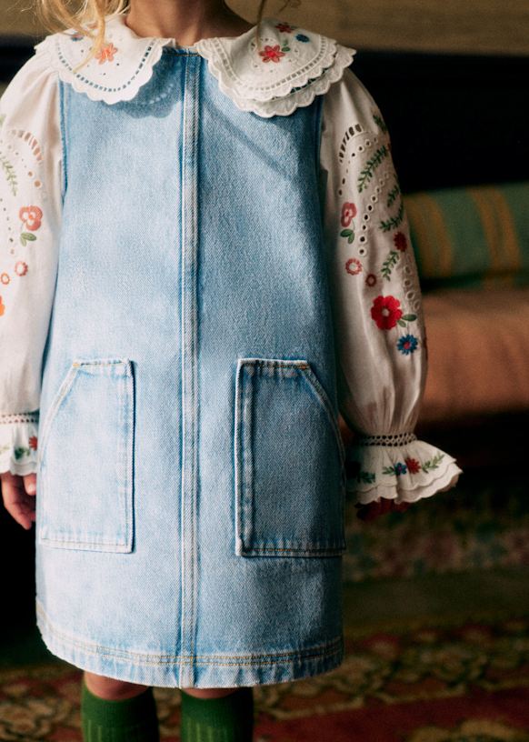 Alexia Enfant Dress - Light blue denim - Organic cotton - organic textile -  Szane