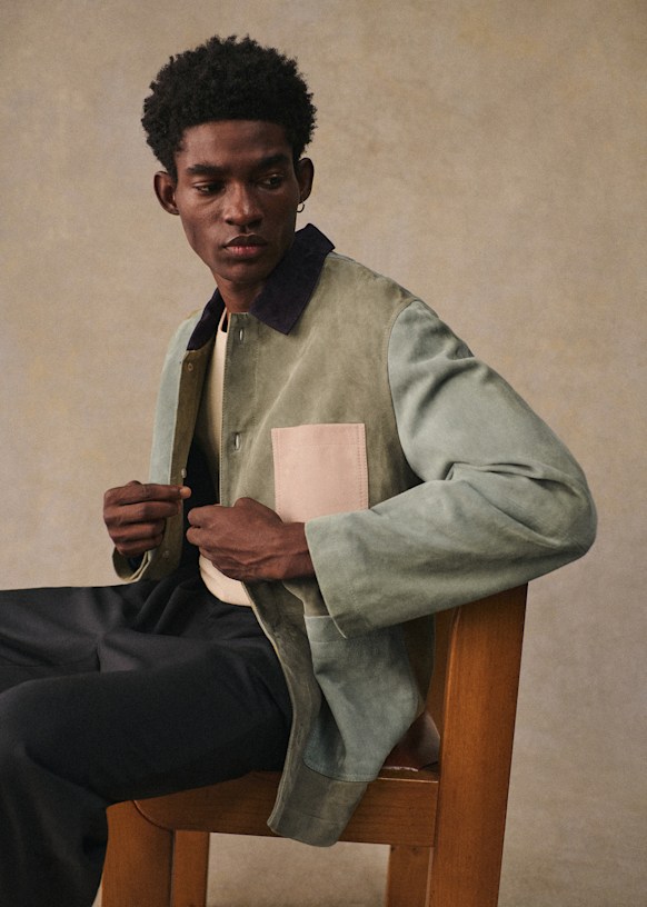 Cody Jacket - Blue / Green / Pink - Goat leather - Sézane