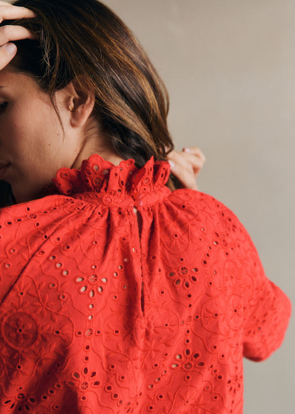 Shaily Blouse - Embroidered White - Organic Cotton - Sézane
