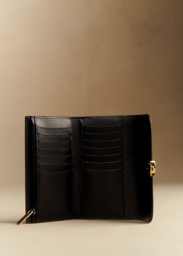 Milo Large Wallet - Chocolate Crocodile Print - Bovine leather