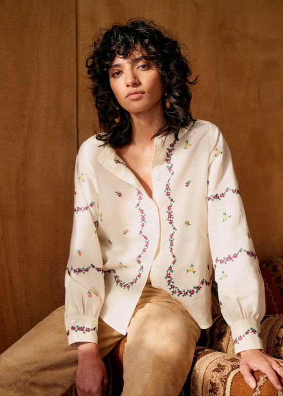 Elvio shirt - Sézane x Lucia Vergara - Ecru with Margarita