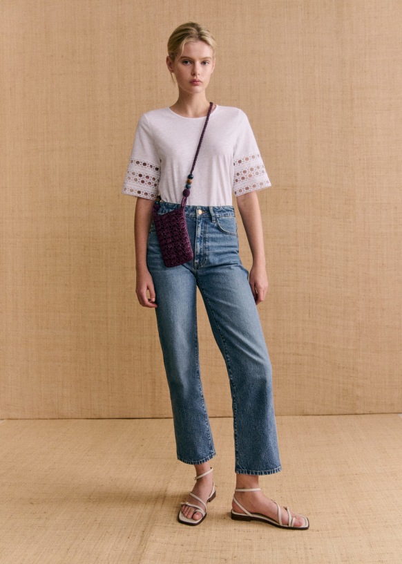 Tasha Crossbody Pouch - Aubergine Raffia - Raffia - Sézane
