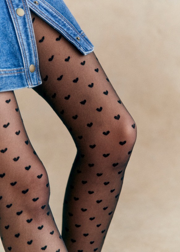 Petit Coeur Tights Black Polyamide Sezane