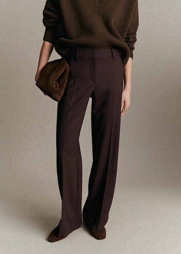 Herri Trousers - Moss Green Houndstooth - Wool - Sézane