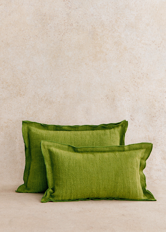 Linen cushion - Large Model - Green - Cotton-linen textiles