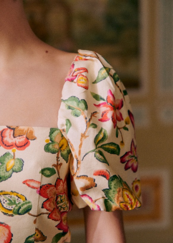 Allya Dress Aria Print Linen Sezane