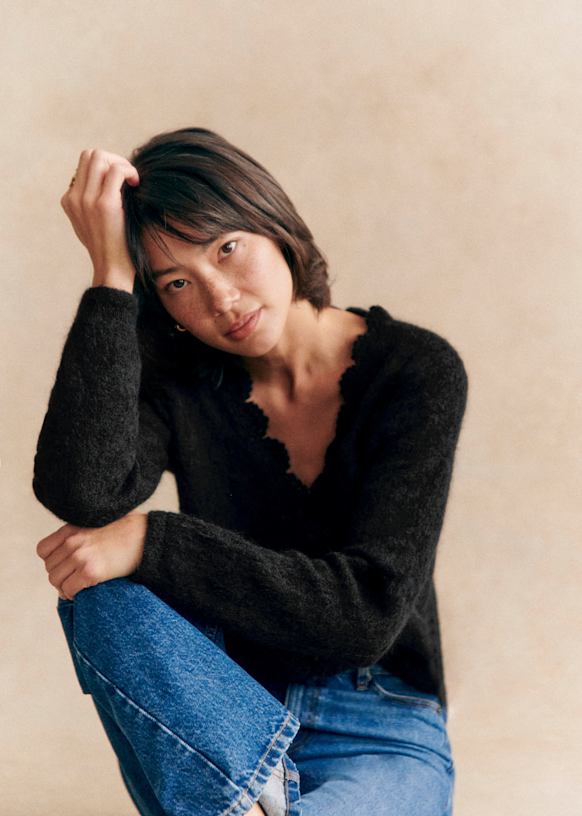 世界を買える 海外ブランド Anaelle Cardigan - Black - Kid mohair - Sézane トップス