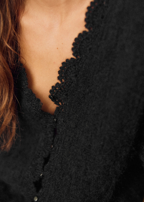 驚きの価格が実現！ Anaelle Cardigan - Black - Kid mohair - Sézane トップス