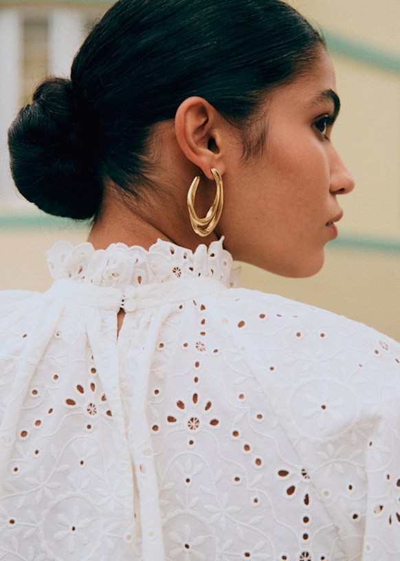 Shaily Blouse - Embroidered White - Organic Cotton - Sézane