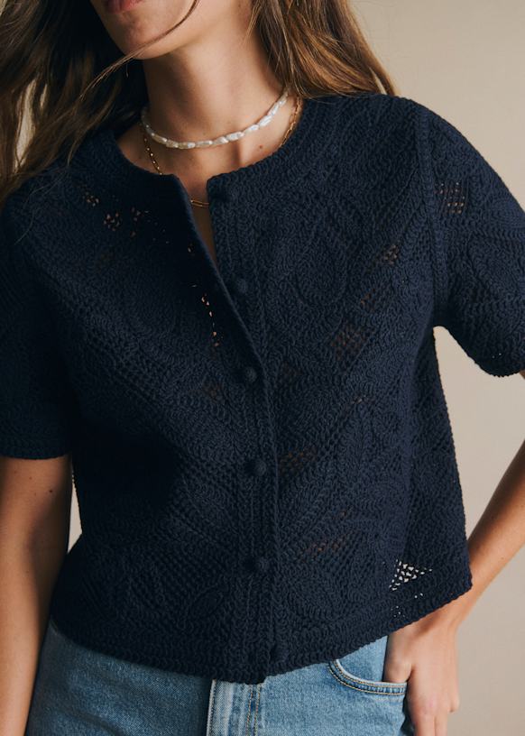 Norissa Shirt - Navy Lace - Organic Cotton - Sézane