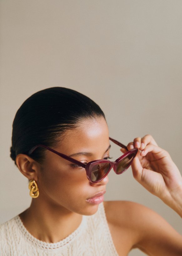 Sezane Bianca Cat-Eye Sunglasses- Ecru Bianca Sunglasses - Ecru - Acetate - Sézane main image 4
