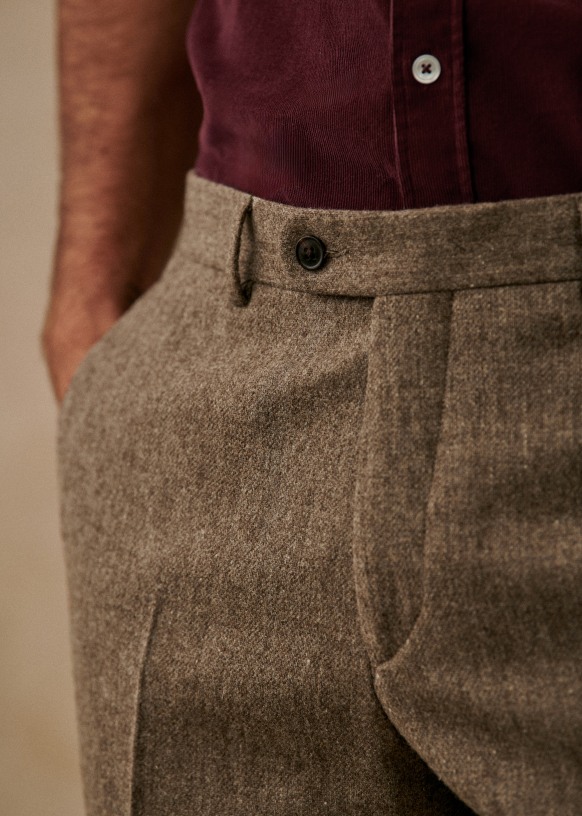 Jules - Mens Grey Tweed Check Herringbone Trousers – XPOSED