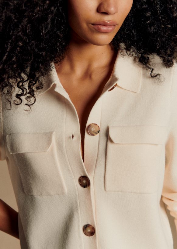 Betty カーディガン - ホワイト - メリノウール - Sézane