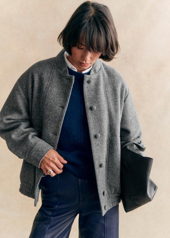 Othello Cardigan - Light Pearl Grey - Baby Alpaca - Sézane