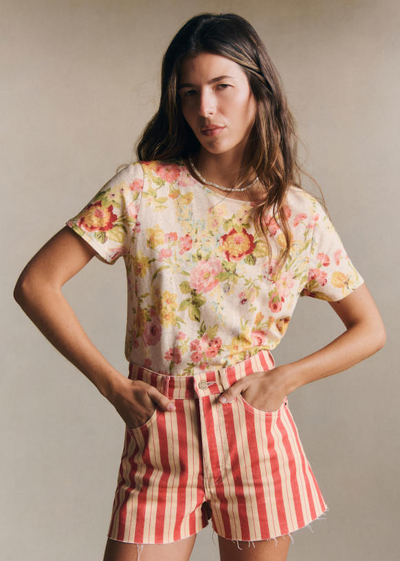 トップス echeveria Brembana vintage fabric shirt1 ANDREA T-Shirt - Estate Print - Organic Cotton - Sézane
