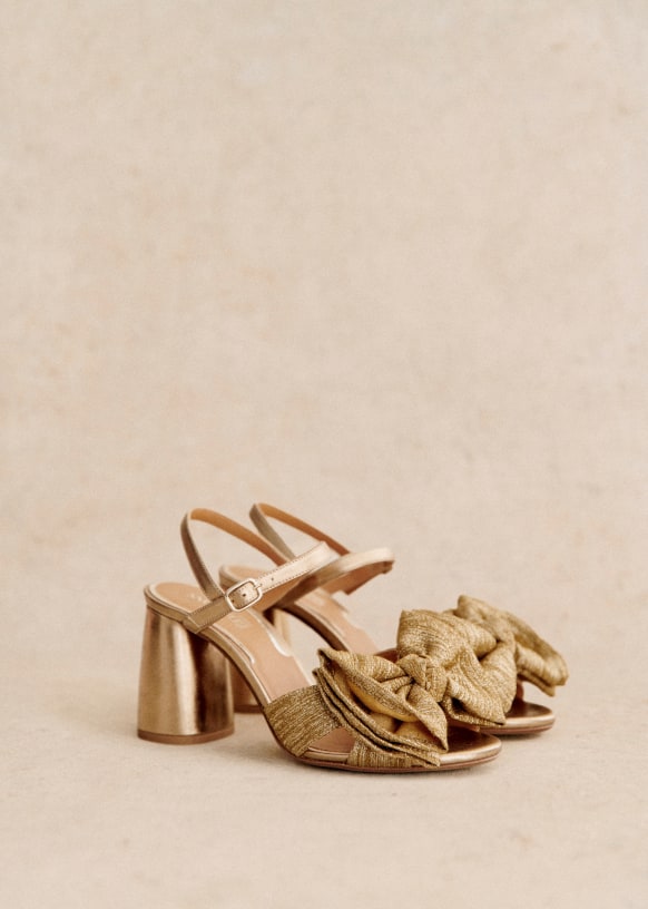 【SEZANE】ペルニール サンダル ヴィンテージゴールドメタリック Pernille Sandals - vintage gold metallic - Smooth metallic
