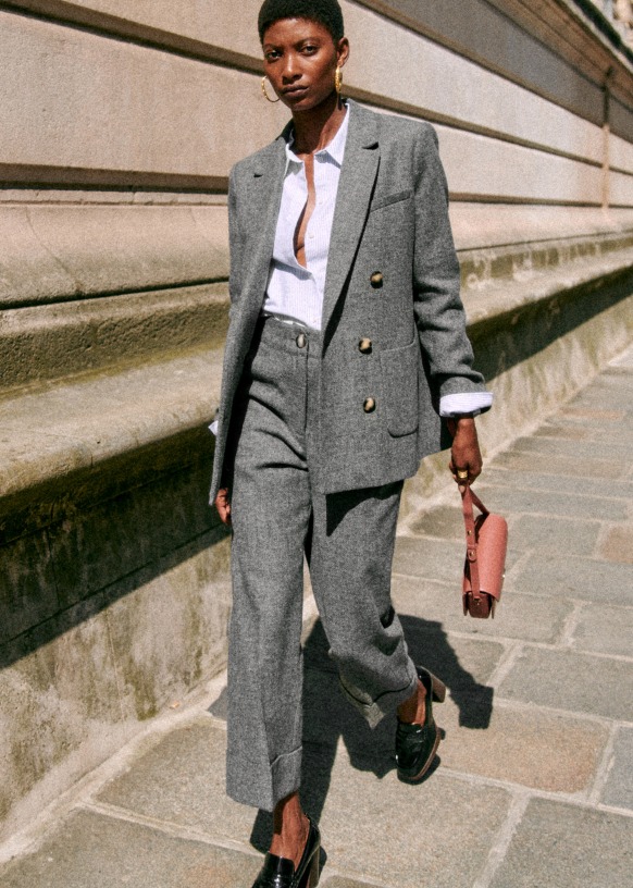 Damon パンツ - メランジグレー - バージンウール - Sézane