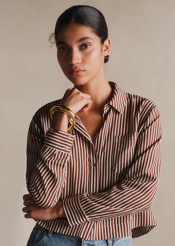 Chemise Maella - Rayures Marron Ecru