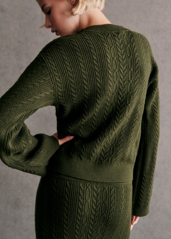 Camilla Jumper - Olive Green - Merino Wool - Sézane