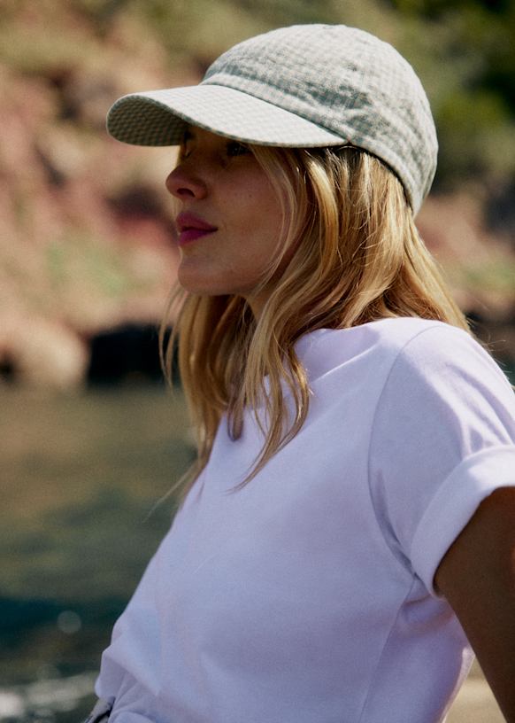 Gingham Cap - Light Blue - Linen - Sézane display picture 2