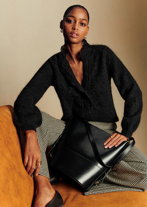 Gilet Long Mohair Noir Sezane - Taille M, état Très Bon - Authentique, Andrea