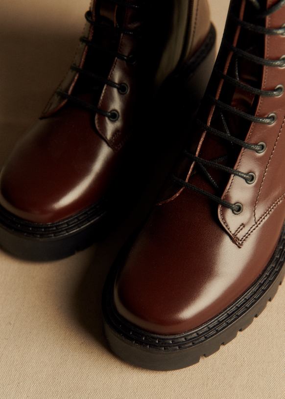 Ashley ローブーツ - アイスブラック - 牛革 - Sézane