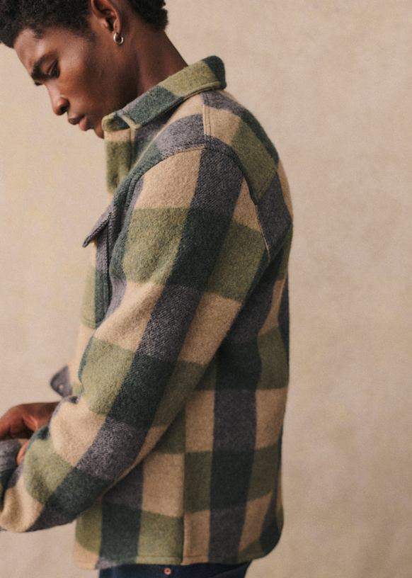 Lellan Shirt - Carreaux Beige / Vert / Bleu - Recycled wool Lellan Shirt - Carreaux Beige / Vert / Bleu - Recycled wool