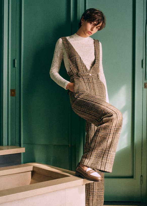 Green check jumpsuit cheap
