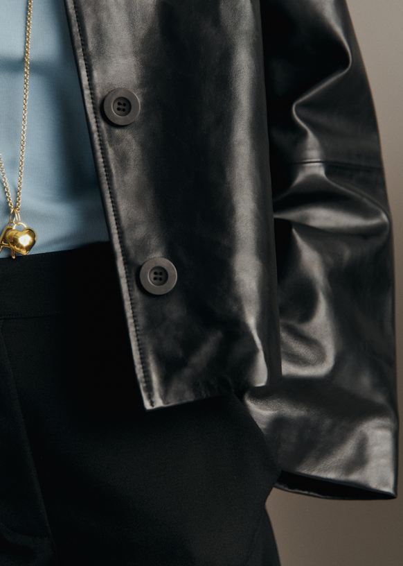 Robb Jacket - Black - Lamb leather - Sézane