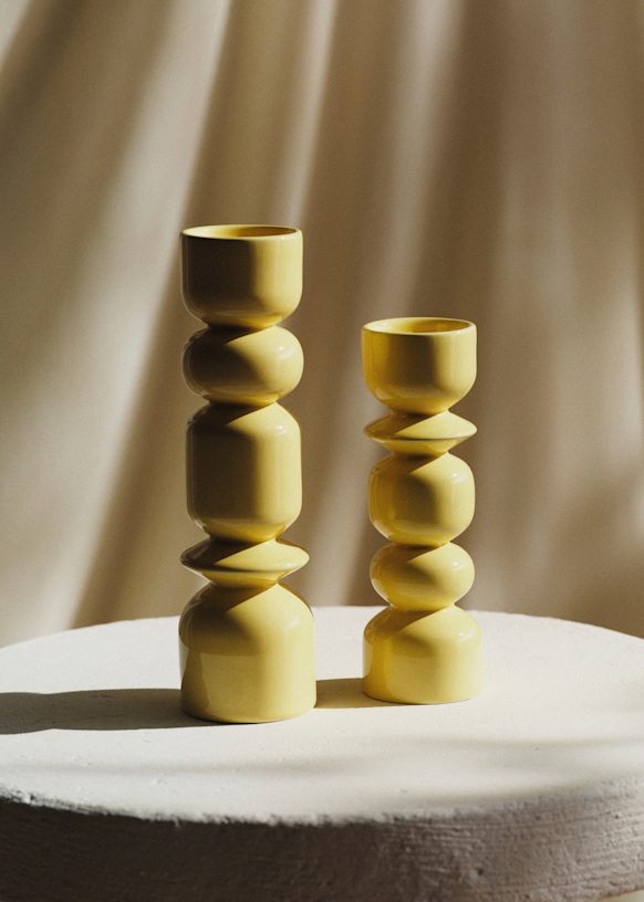 Romie Objetti Candlesticks Set - Green Small Size and Terracotta