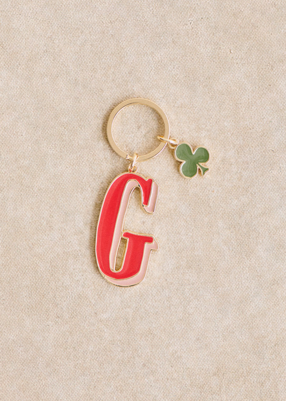 Alphabet key ring Letter G Red Enamel Sezane