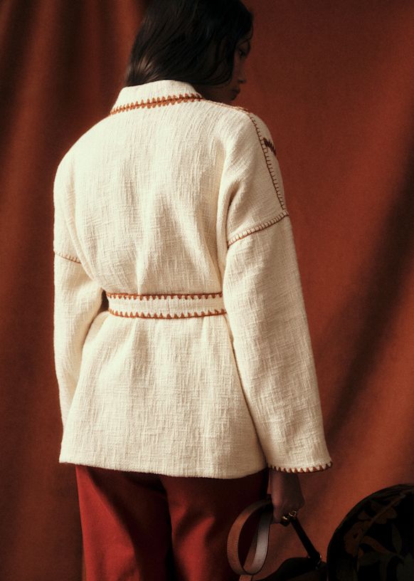 Eunice Jacket - Sézane x Baziszt - Ecru Caramel Detail - Organic