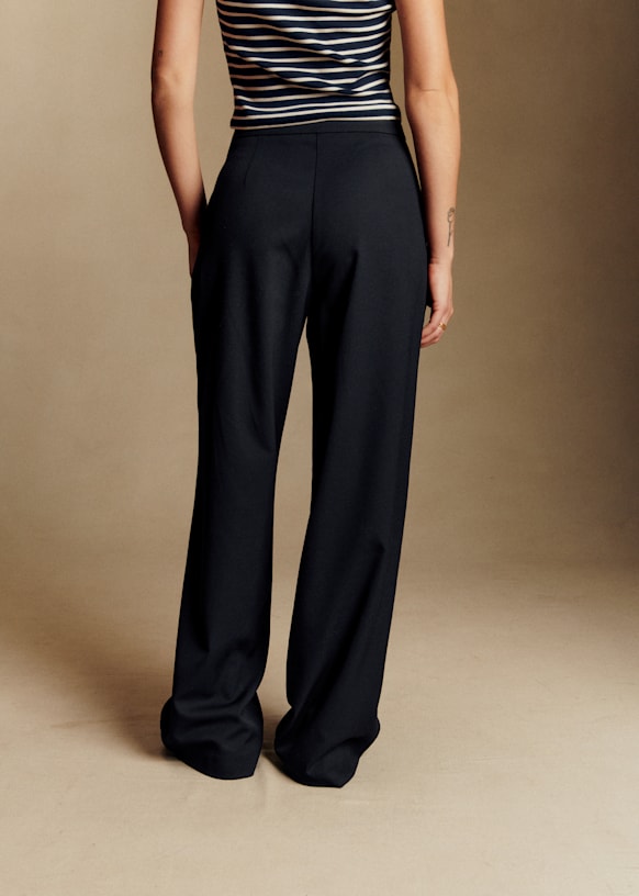 Cesar Trousers - Black Horn Buttons - Recycled polyester - Sézane