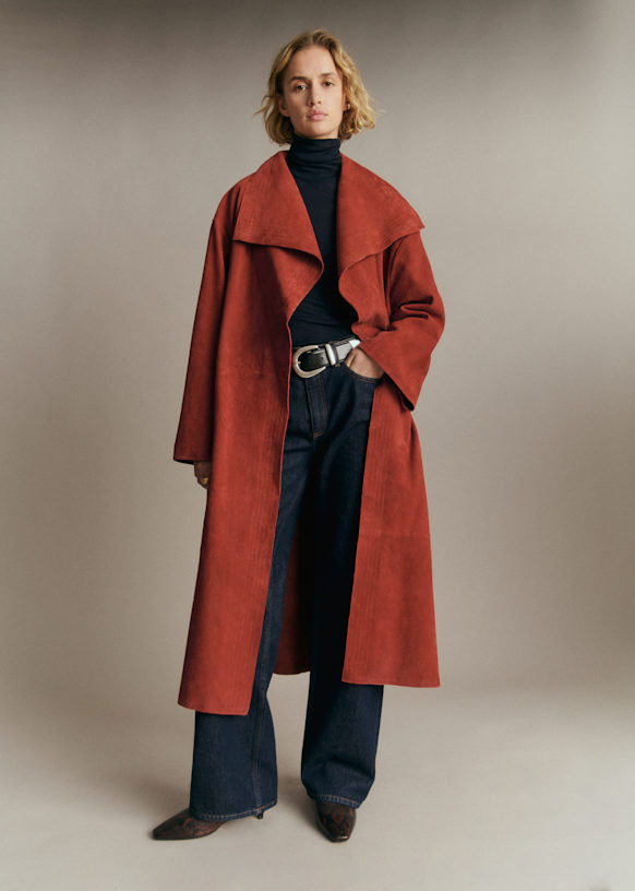 Louis Coat - Terracotta - Goat leather - Sézane