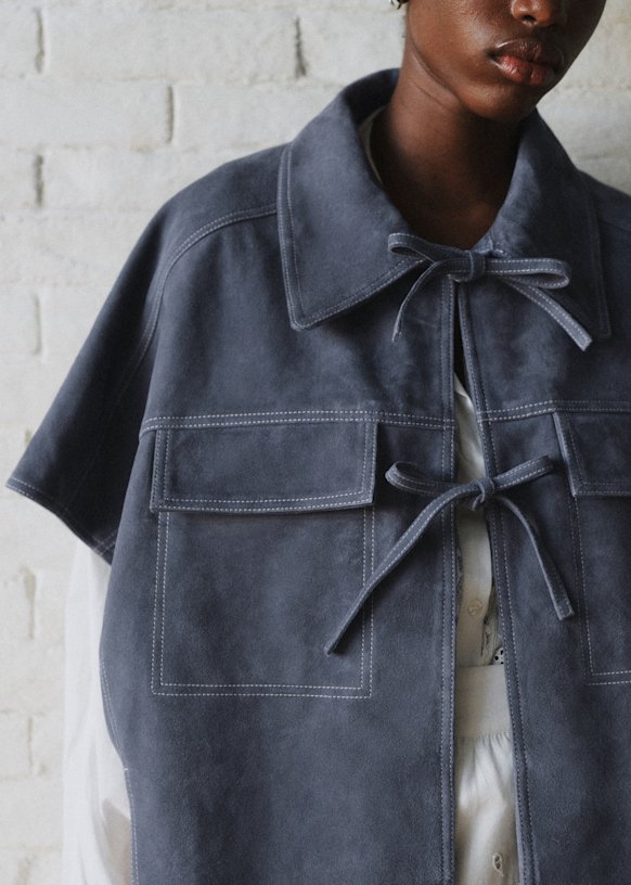 Lecet Jacket - Sézane x SEA NY - Dark Vintage Blue - Goat leather