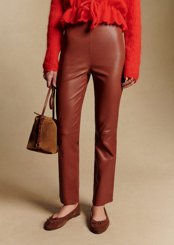 Ciara Trousers Camel Goat leather Sézane