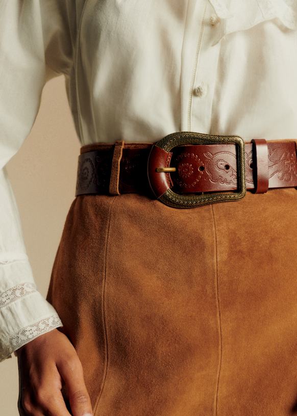 極美品　Sezane 革ベルト Taylor Belt - Smooth Black Heritage - Vegetable-tanned
