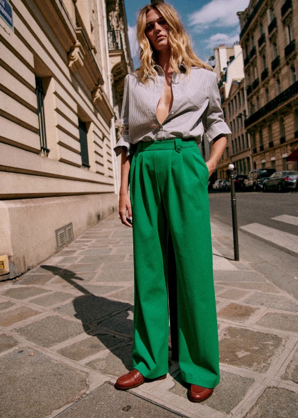 Geometric Satin Palazzo Trousers | Apricot Clothing