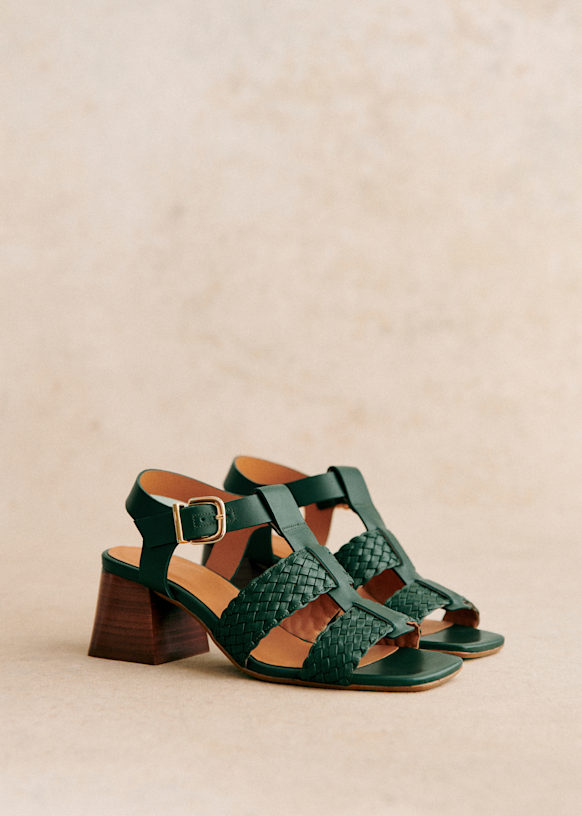 Felicia Sandals - Smooth Green - Bovine vegetable tanned leather