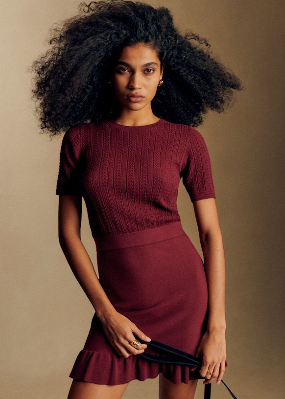 Sinia Dress - Burgundy - Viscose ECOVERO™ LENZING™ - Sézane