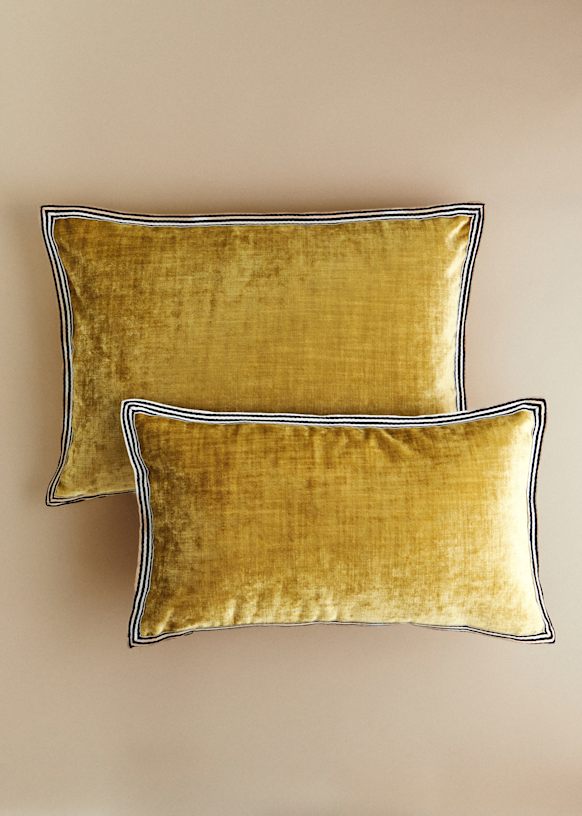 Textured Velvet Cushion - Small model - Blue - Polyester - Octobre Éditions