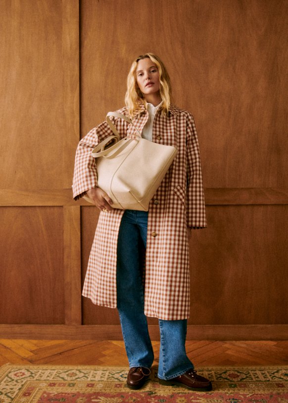 Clyde Coat - Brown Gingham/ Ecru - Organic cotton - organic