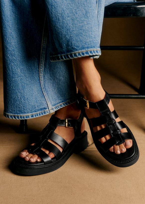 Allie Low Sandals - Smooth Black - Bovine leather - Sézane