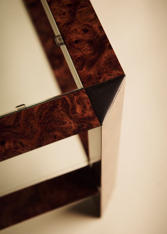 Table basse vintage carrée double plateau in glass