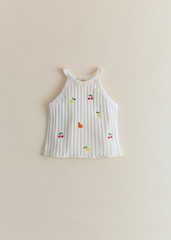 Abbie Top - Navy with Floral Embroidery - Organic cotton - organic