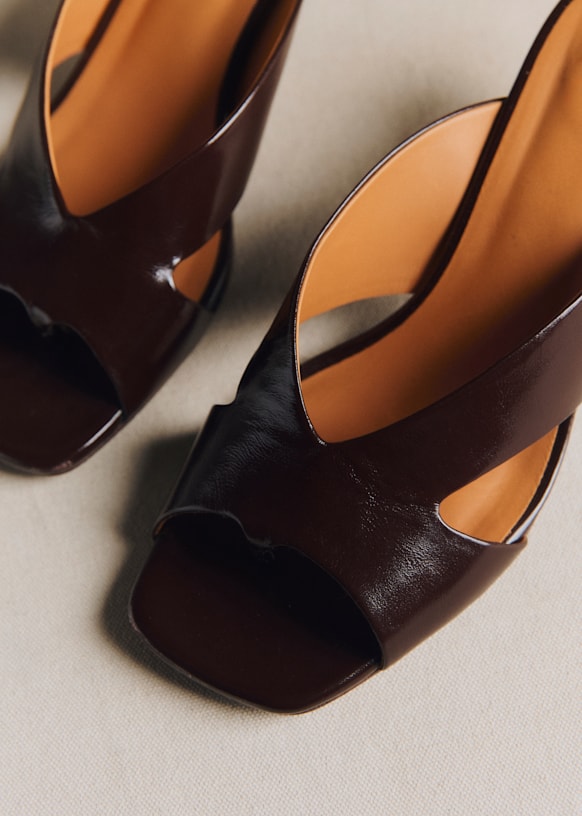 Ingrid ミュール - スムースチェリー - 牛革 - Sézane