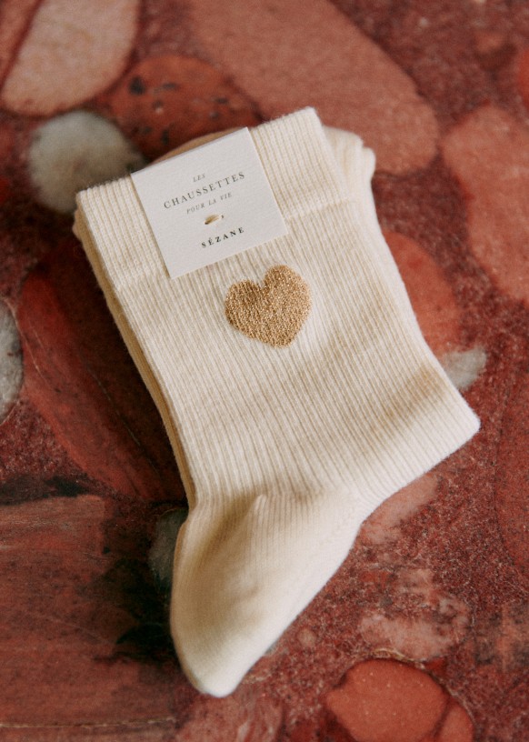 Heart Socks - Sage - Organic Cotton - Sézane