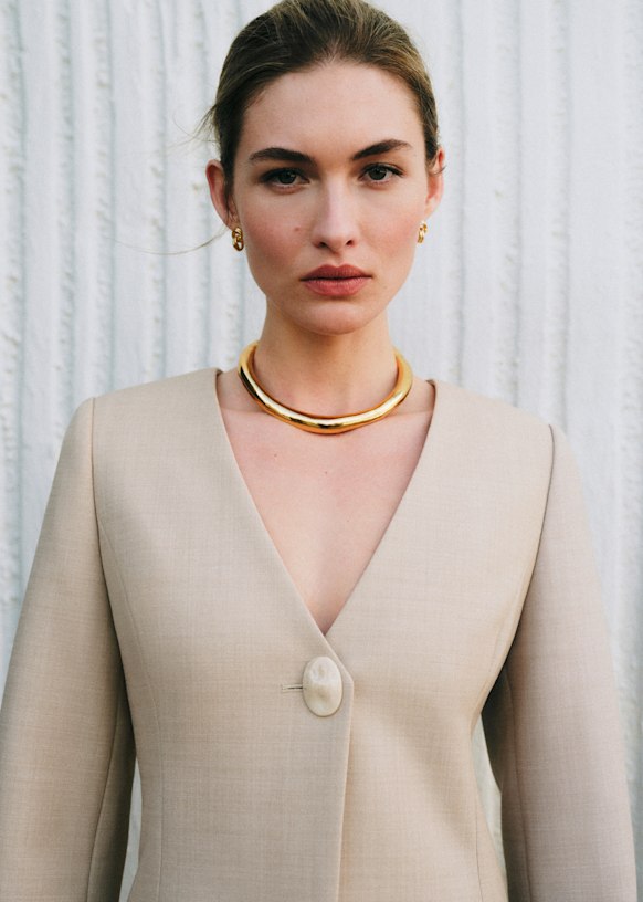 ANNETTA Jacket - Mottled Beige - GRS certified recycled polyester
